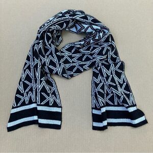 Michael Kors MK Logo Black Metallic Silver Reversible Signature Scarf